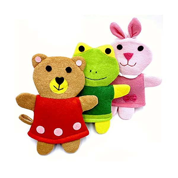HSENCHO Bath Sponge for Kids Cute Animal Shower Bathing Mitt
