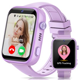 AIMIUVEI 4G Children's Smartwatch 1.83 Inch HD Watch Children with Long-Lasting Video and Phone Call, Voice Chat, Whatsapp, WiFi, GPS, SOS, SMS, IP68 Waterproof, School Mode, Pedometer, Alarm Clock