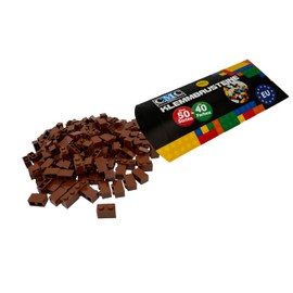 CMC imports 200 Clamping Blocks Briks Building Blocks, 1 x 2 Nubs, Compatible, Free Selection, 35 Colours (090 Brown)