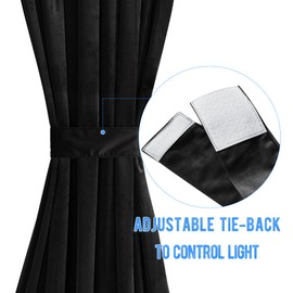 NICETOWN Black Velvet Door Curtains 63 inch Length, Thick Soft Fabric Rod Pocket Blackout Curtains Thermal Insulated Window Covering for Studio/Dining/Kitchen, W36 x L72, Single Panel