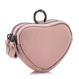 imeetu Coin Purse, Coin Case, Mini Wallet, 2 Room Storage, Includes Carabiner, Key Case, Small Item, Compact, Handheld, Large Capacity, Cute, pink almond