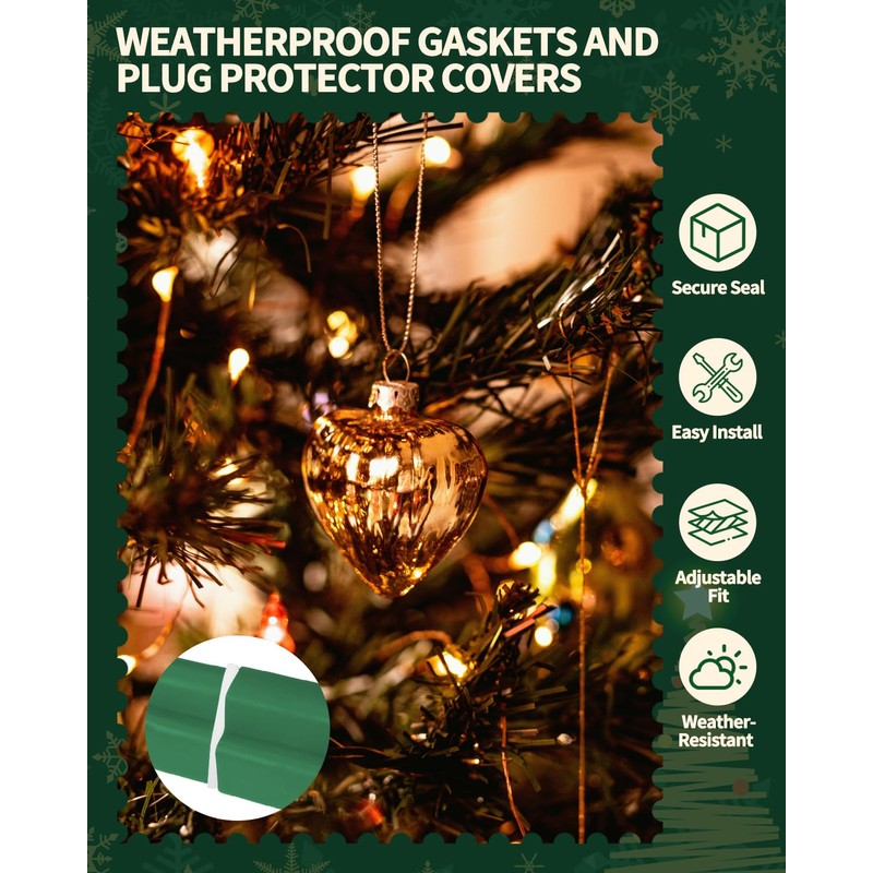 16 Pack Weatherproof Gaskets and Plug Covers with Anti-Loss Lanyard,