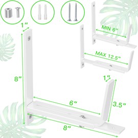 Y&M 6 PCS Adjustable Window Box Brackets for Planter Box, Heavy Duty Wall Mounted Hooks Hangers for Flower Baskets Holder Durable, Brackets for Fence Patio Garden Balcony
