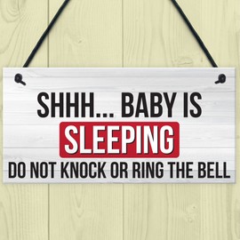 RED OCEAN Shh.. Baby Is Sleeping Do Not Disturb Nursery Hanging Plaque Baby Door Cot Sign
