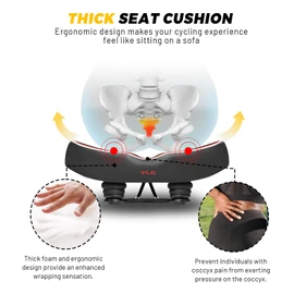 YLG Noseless Bike Seat Cushion - Oversized Comfort Saddle for Peloton, City, Electric, Stationary & Road Bikes - Waterproof, Extra Padding, Anti-Numbness for Men & Women