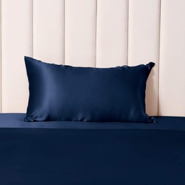 THXSILK 100% Silk Pillowcase for Hair and Skin Luxury 25 Momme Mulberry Silk, Pillow Cases with Hidden Zipper - King Size, Navy Blue