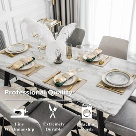 lazywoodpecker Placemats, Cloth Placemats for Dining Table Set of 6, Machine Washable Linen Style Dining Table Mats, Double Thick placemats, 12" x 18" (Linen)