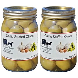 Stuffed Large Olives - Two 16 oz. Jars (Garlic Stuffed Olives)