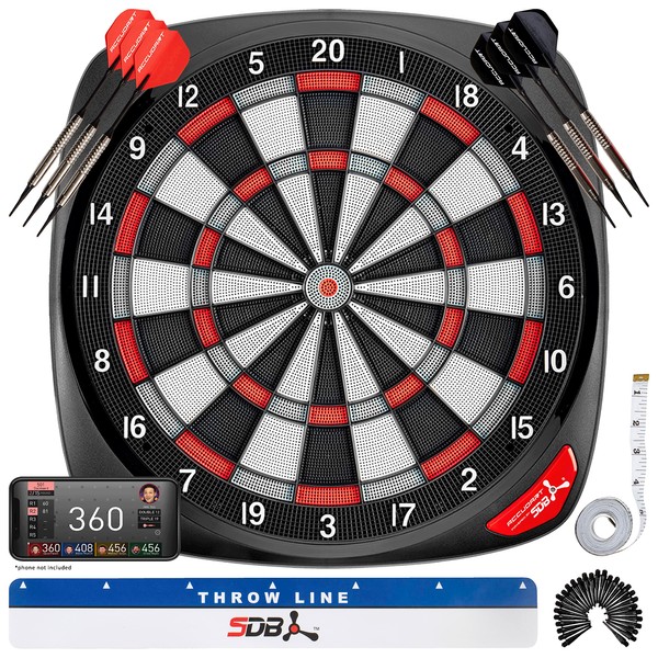 Accudart SDB 4.0 Electronic Soft Tip Smart Dartboard with Online Game Play - Stat Tracker - Custom Profile & Rankings - Regulation Sized 15.5" - Missed Shot Detection – Impact noise reduction system