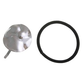 VINGTAINE H7164-S- Wave Plate Hair Cuff, Pony Hook, Hair Hook, Hair Elastic, Metal, Mat, Hair Accessories, Silver