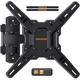 Perlegear Full Motion TV Mount for Most 26–65 inch Flat or Curved TVs up to 82 lbs, Wall Mount TV Bracket with Articulating Arms, Tool-Free Tilt, Swivel, Extension, Max VESA 400x400mm, PGMF3