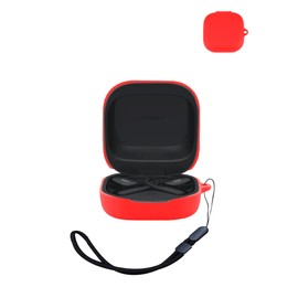 Compatible with SHOKZ OpenFit 2 Active Noise Cancelling Earbuds,Premium Silicone Shockproof Protection Skin Touch Charging Port Accessible, Front LED Visible with Lanyard,Red.