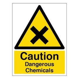 V Safety Caution Dangerous Chemicals - Portrait 150 x 200 mm - 2mm Super-Tough Rigid Plastic Safety Sign