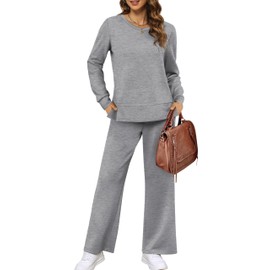 XIEERDUO Plus Size Sweatsuits for Women 2 Piece Long Sleeve Lounge Sets Two Piece Airport Outfits Women's Tracksuit Basic Comfy Grey 3XL
