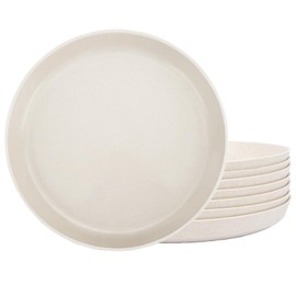 Homestockplus 10 Inch Plastic Dinner Plates Set of 8, Microwave Safe Wheat Straw Plates, Unbreakable Reusable Plates for Kitchen & Restaurants, Non-Toxic Dishwasher Safe Tableware【Non Ceramic】