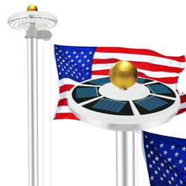 Elsollit Flagpole Solar Light 60 Led Super Bright 2400mah Up to 12 Hrs,1800Lumen Fit 1/2 '' Screw Shaft, Solar Flag Pole Lights Outdoor Waterproof Led Solar Dusk to Dawn Lights Outdoor