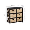eHemco 3 Tier X-Side End Storage Cabinet with 6 Wicker