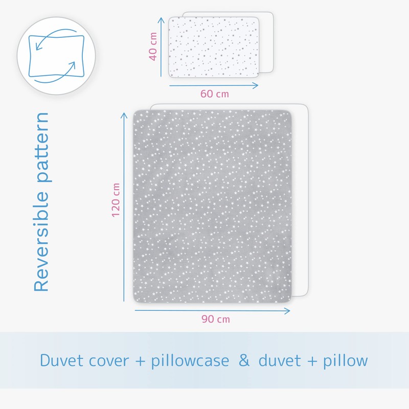 5 Piece Baby Bedding Duvet Pillow with Covers & Jersey