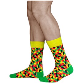 vitsocks Mens Womens Geometric Design Funky Novelty Socks, Soft Breathable Cotton, Unisex Sizes, diamonds: yellow-green-orange, 6-9