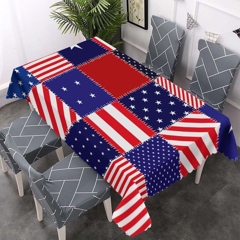 Walmsco Tablecloth Flag Star Patchwork Pattern Decor For Dining Room