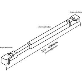 LukLoy Adjustable 700mm to 1200mm Telescopic Bar Support Bar Stabilizer Bracket for Walk in Shower Screen 6mm - 10mm Glass