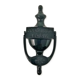 Exclusively Irish Door Knocker for Front Door Shamrock - Cead Mile Failte Brass Knocker 8" Ireland Welcome Gift (Black Brass)