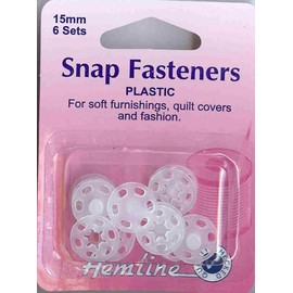 SNAP FASTENERS PRESS STUDS 6 sets 15mm Plastic