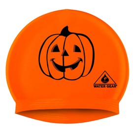Water Gear Latex Swim Cap - Swimming Caps for Girls Long Hair - Waterproof Swimming Cap for Young Swimmers (Pumpkin)