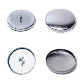 GETMORE Parts Buttons for Covering with Fabric - Button Blanks for Making Buttons, Two-Piece - Steel Base, Nickel-Plated Silver - Pack of 100 (28 / 18 mm)