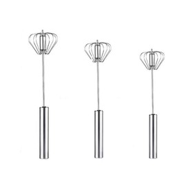 3 Pack Semi-Automatic Whisk, Hand Push Whisk Blender, Egg Beater Whisk Stainless Steel, Rotating Push Mixer Stirrer, Egg Whisk Beater, for Whisking, Beating, Stirring
