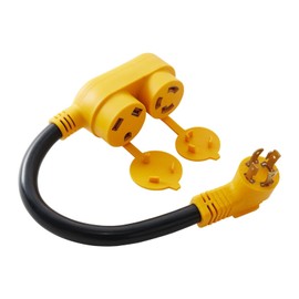 MECMO 30 Amp NEMA L14-30P to TT-30R L5-30R RV Generator Power Adapter, 4 Prong Twist Locking Generator Male Plug to Travel Trailer RV Female Cord RV Splitter for RV Trailer Camper Generator Charging