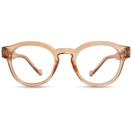 ZESAKER Reading Glasses for Women Men, Retro Round Frame Blue Light Blocking Readers, Stylish Computer Eyewear Readers with Spring Hinges, Anti UV/Anti Glare (Champagne, 2.0)