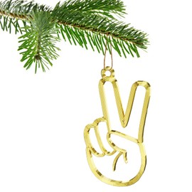 Peace Fingers Christmas Tree Bauble Decoration Ornament For Christmas Xmas Noel (Gold)