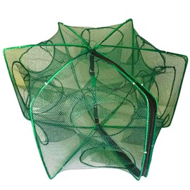 Collapsible Net Fishing Cage Shrimp Cage Crab Cage Bait Trap (Green)