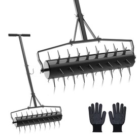 Seeutek 23 Inch Rolling Lawn Aerator - Upgraded Heavy Duty Aerator Lawn Soil Penetrator Spikes w/ 3 Adjustable Height Handles, Manual Aerator Lawn Tool for Garden Yard