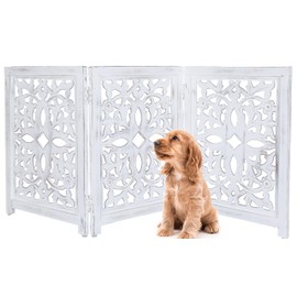 Dog Gates for The House,Pet Gate for Dog,Pet Gate,Gate for Dog Indoor, Dog Gate for Stairs,Puppy Gates,Safety Gates for Pets,Wooden Foldable Pet Gates 24x18 Antique White, 3 Panels