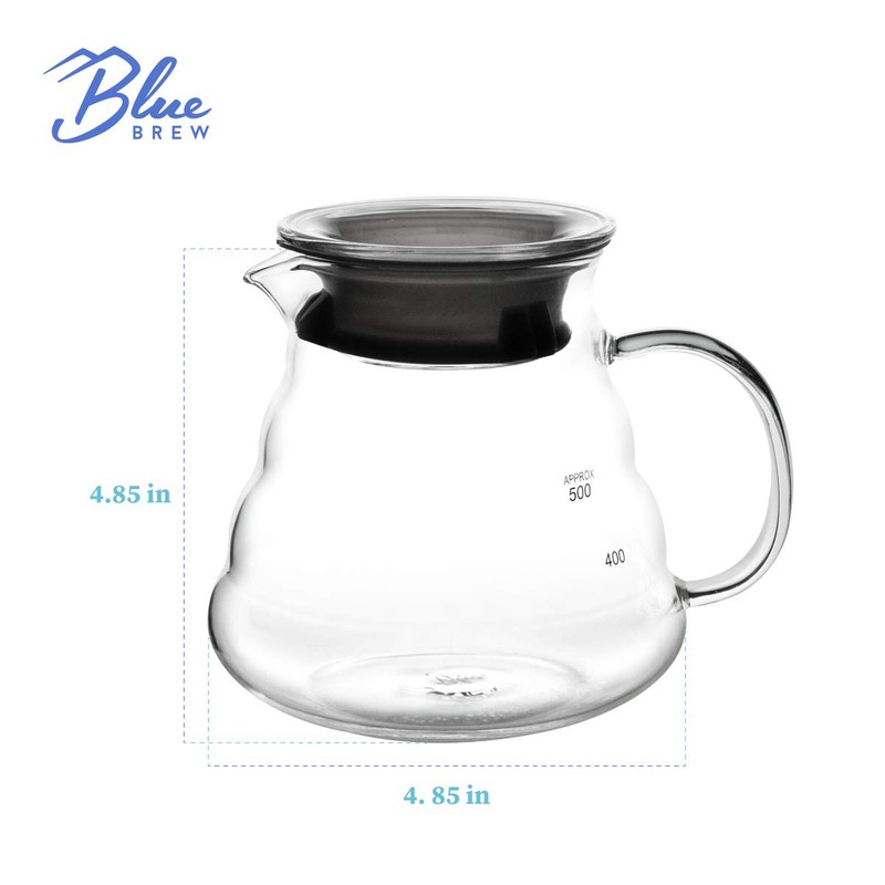 Blue Brew Clear Glass Range Coffee Server for Pour Over