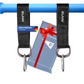 ELANI - Extra Robust Strap Carabiner 2X - Ideal as a Swing Holder for Door Frame, Gym Rings Attachment - 40 cm Long Cuff Hook with Carabiner