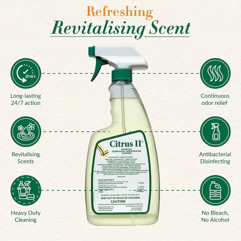 Citrus II Hospital Germicidal Deodorizing Cleaner - Fresh Citrus Scent