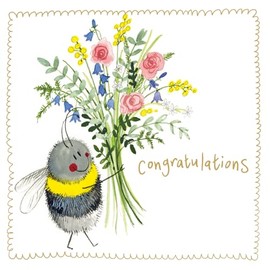 Alex Clark Congratulations Bee and Bouquet Little Foil Card