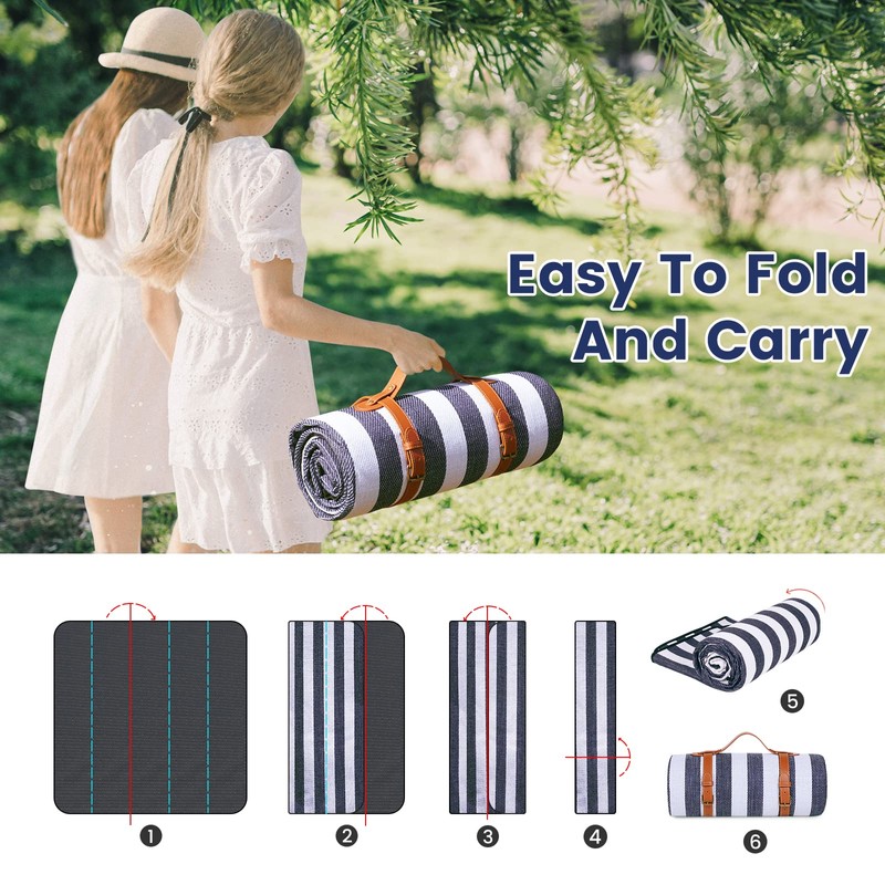 sapsisel 80”x 80” Picnic Blanket Extra Large, Waterproof and Foldable