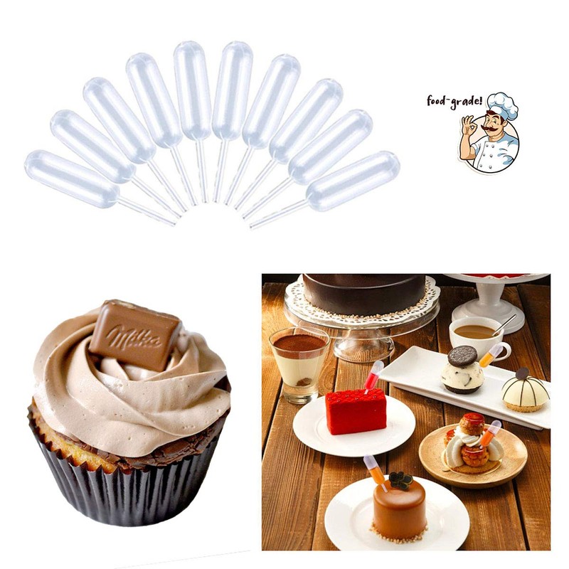 moveland 4ml Plastic Cupcake Pipettes Squeeze Syringes, 50 Pcs Disposable