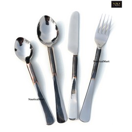 Medieval Eating Utensil Set Silverware Flatware Stainless Steel Fork Spoon Knife with Rustic Finish Hand Forged Handle - Dishwasher Safe
