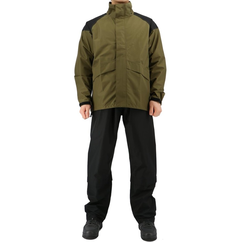 Koshin Rubber B-1300 ODR Moisture Permeable Light Rain Suit, Khaki,