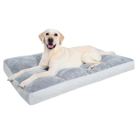 NUPIDA Washable Dog Bed for Extra Large Dogs, XXL Crate Bed Plush Pet Kennel Pad with Non-Slip Bottom, Pet Sleeping Mat, 47x29 Inch, Light Gray