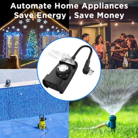 G-ELEK Outdoor Timer Outlet Waterproof, Pool Timer, 24 Hour Outdoor Light Timer, Timers for Electrical Outlets, Ideal for Pool Pump, Christmas Lights, Heavy Duty, 1 Grounded Outlet, CSA Listed, 2 Pack