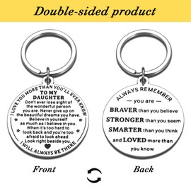 to My Daughter Gifts from Mom Dad, Daughter Keychain, Inspirational Gifts for Daughter Mom, Graduation Gifts, Birthday Christmas Stocking Stuffer Gifts for Teen Girls, Easter Gifts, Double-sided