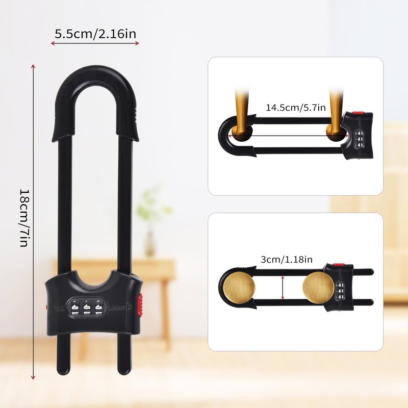4 Pack U-Shaped Sliding Cabinet Locks Multifunctional Child Safety Lock