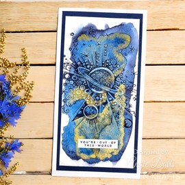 KatKin Krafts KK0040 Fly Me to The Moon Clear Stamp Set, 6" x 8", Clear, 6" x 8"