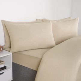 Brentfords Single Duvet Cover Set, Bedding Set Single Duvet Cover Luxury Super Soft Comfy Bedding Linen with Pillowcase Microfibre Quilt Cover, Natural Beige